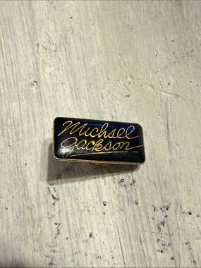 Vintage Enamel Michael Jackson Lapel Pin - Black & Gold